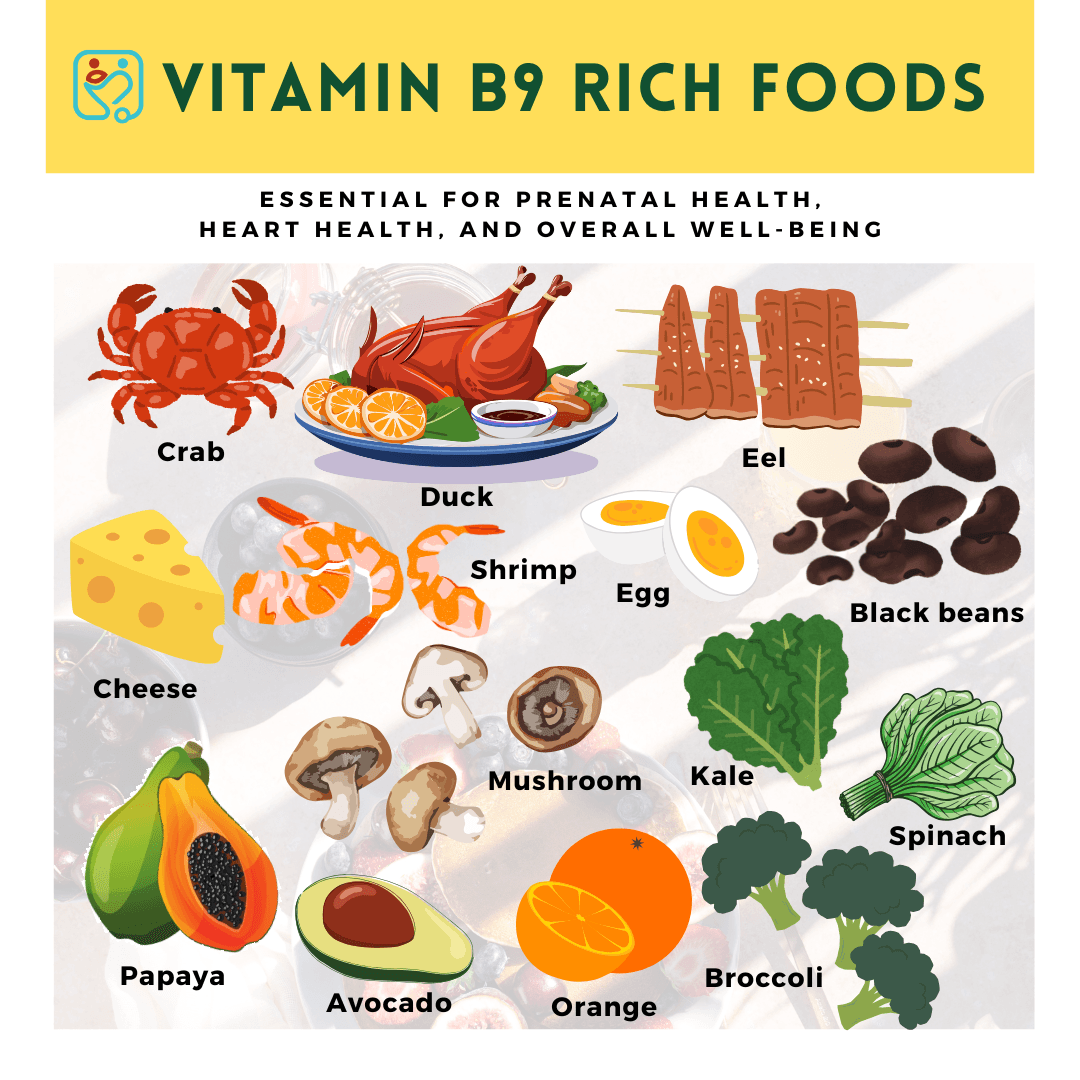 Which foods is vitamin B9 (folate) rich?
